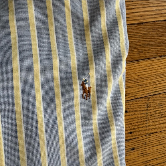 Ralph Lauren Blue and White Striped Classic Fit Shirt Neck Size 17 Preppy - Picture 14 of 14